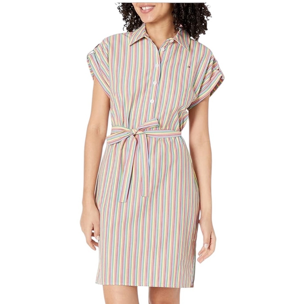 Tommy Hilfiger Womens Freeport Stripe Shirt Dress • White Multi • sz 6‎